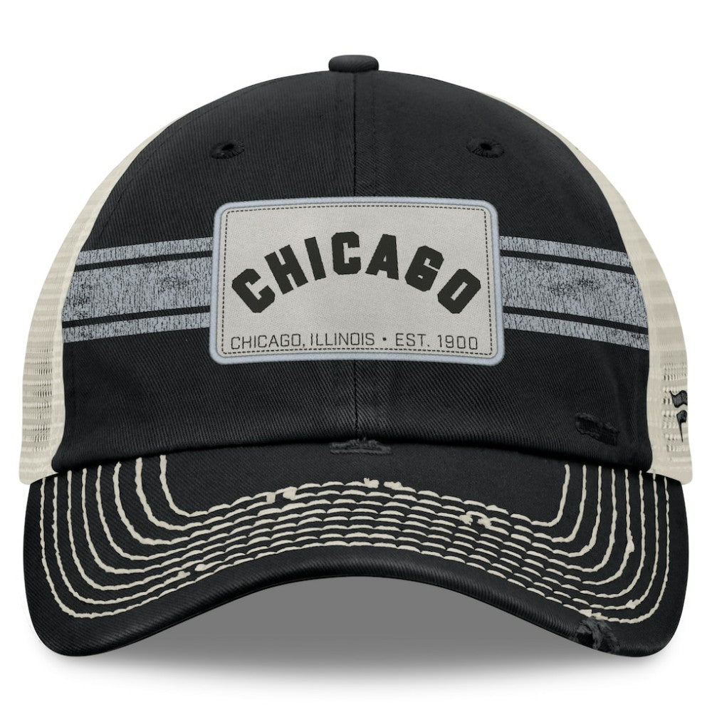 Black/Natural Chicago White Sox Fanatics  Heritage Stripe Trucker Adjustable Hat