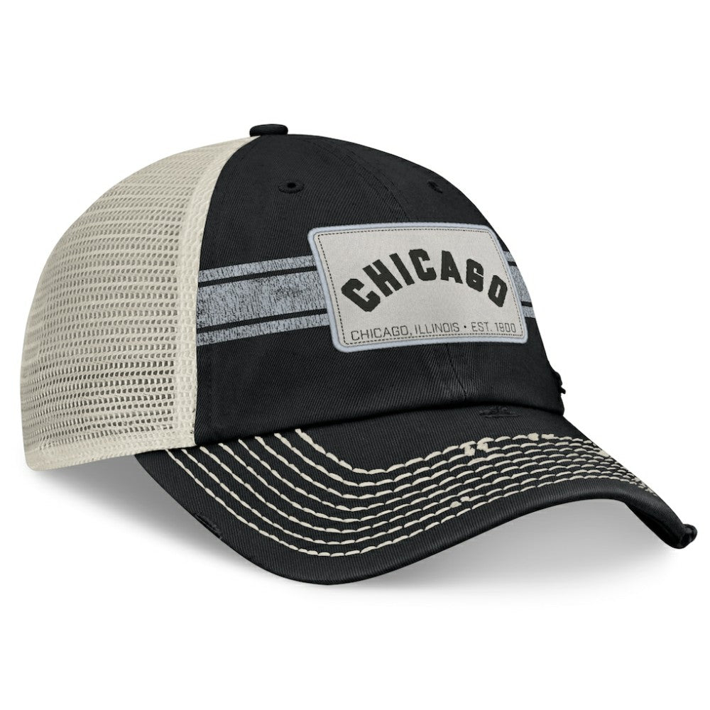 Black/Natural Chicago White Sox Fanatics  Heritage Stripe Trucker Adjustable Hat
