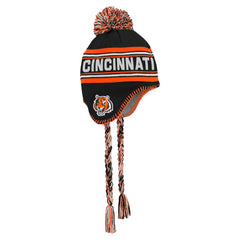 Youth Jacquard Tassel Knit Hat with Pom - Cincinnati Bengals Hats