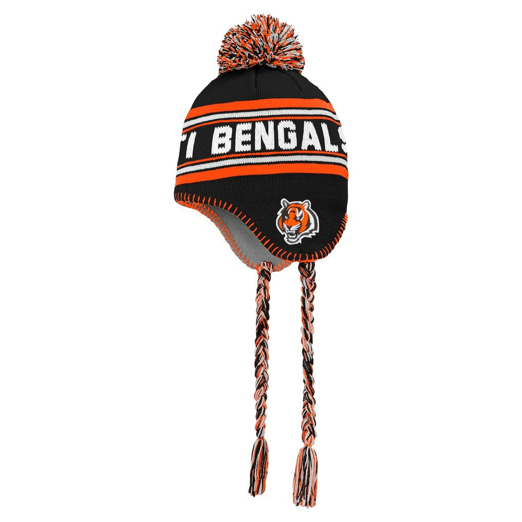 Youth Jacquard Tassel Knit Hat with Pom - Cincinnati Bengals Hats