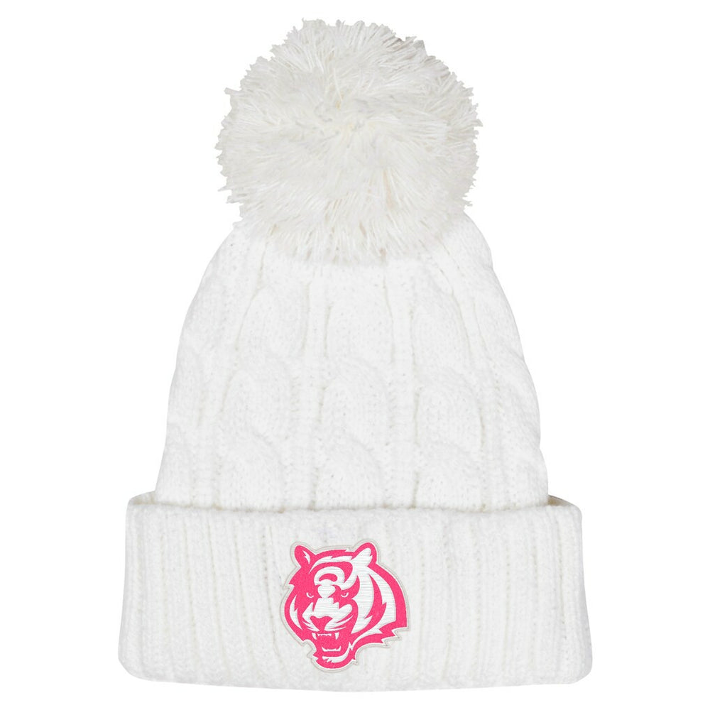 Girls Youth Cable Cuffed Knit Hat with Pom - Cincinnati Bengals Hats