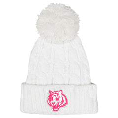 Girls Youth Cable Cuffed Knit Hat with Pom - Cincinnati Bengals Hats