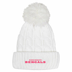 Girls Youth Cable Cuffed Knit Hat with Pom - Cincinnati Bengals Hats