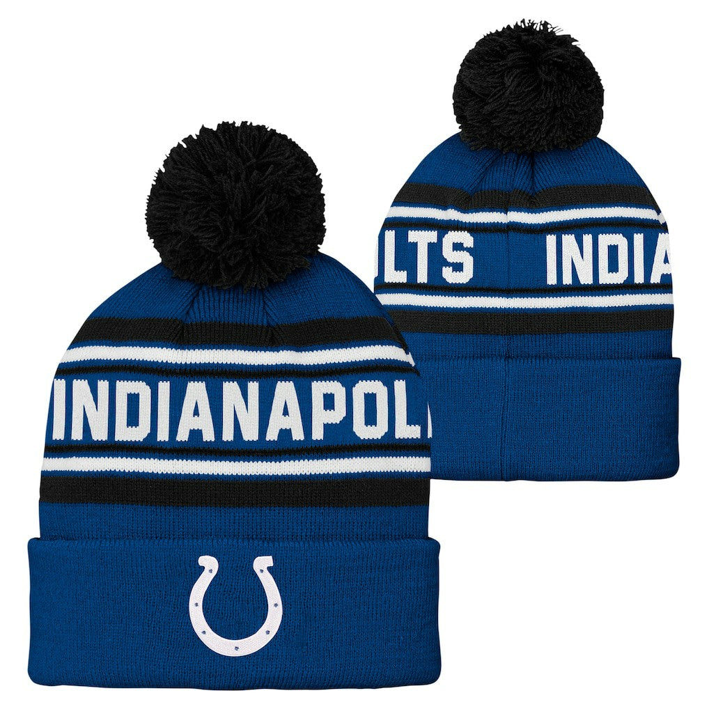 Preschool Jacquard Cuffed Knit Hat with Pom - Indianapolis Colts Hats