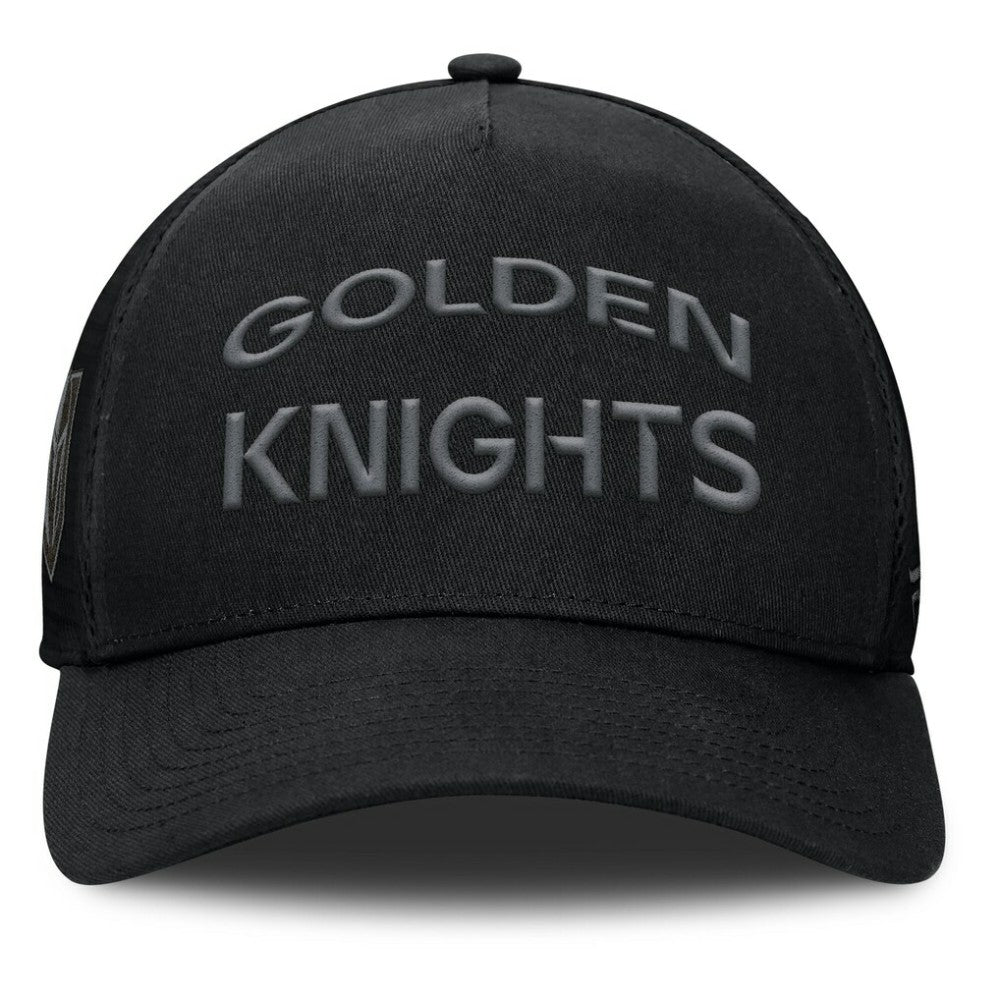 NHL Vegas Golden Knights Fanatics Authentic Pro Road Stack Text A-Frame Adjustable Hat