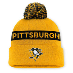 NHL Pittsburgh Penguins Fanatics Women's Authentic Pro Rink Cuffed Knit Hat with Pom
