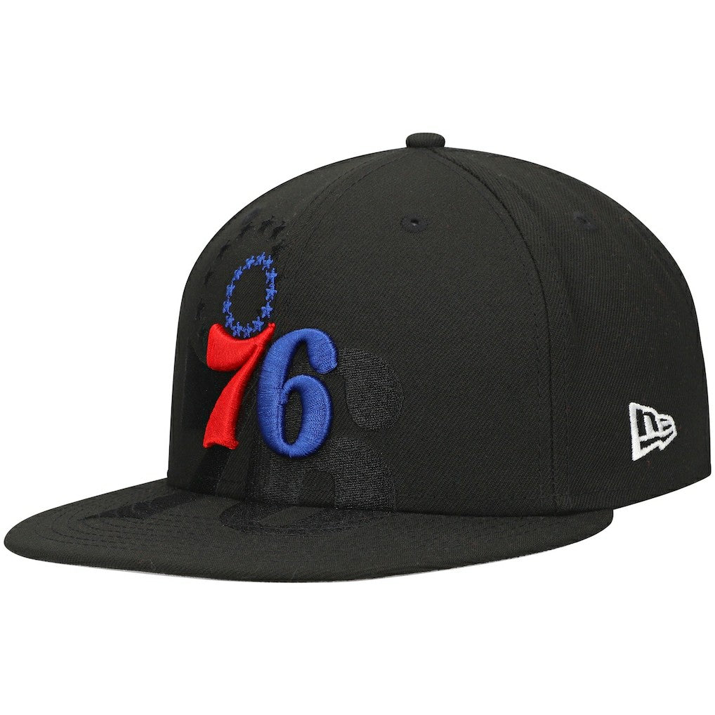 New Era Philadelphia 76ers Blackout Shadow Logo 59FIFTY Fitted Hat