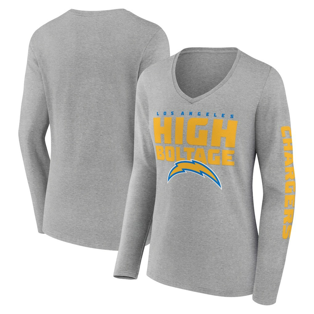 Hometown Sweep Long Sleeve V-Neck T-Shirt - Los Angeles Chargers T-shirts