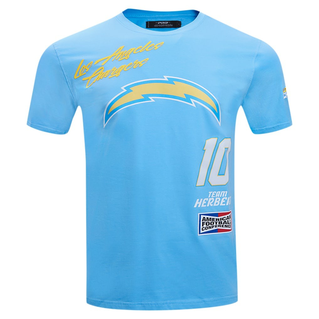 Justin Herbert  Pro Standard Fast Lane Name & Number Player T-Shirt - Los Angeles Chargers T-shirts