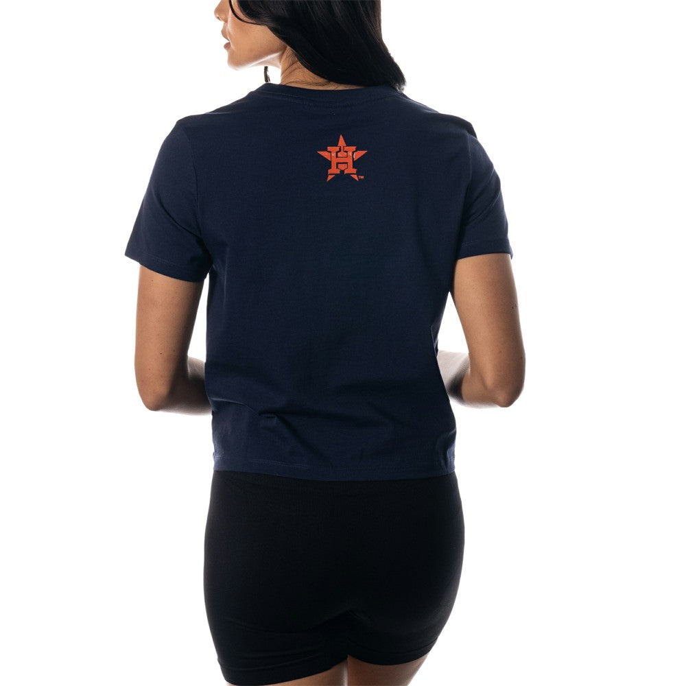 Navy Houston Astros The Wild Collective Women's Twist Front T-Shirt