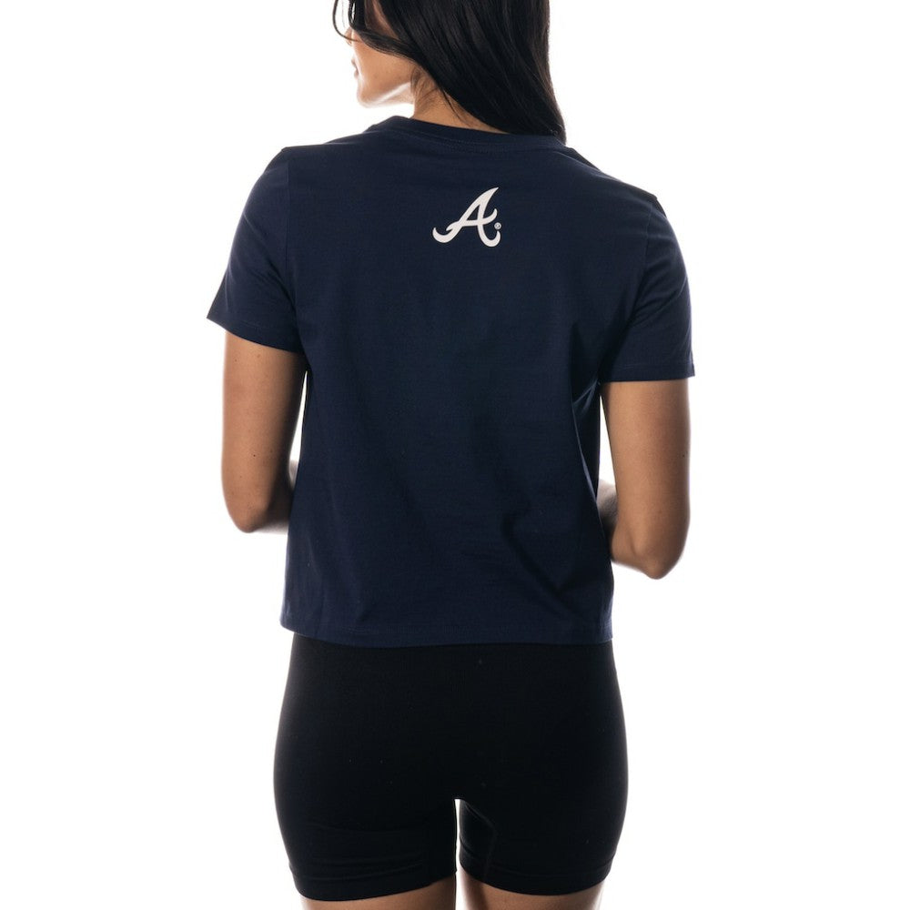 Navy Atlanta Braves The Wild Collective Women's Twist Front T-Shirt