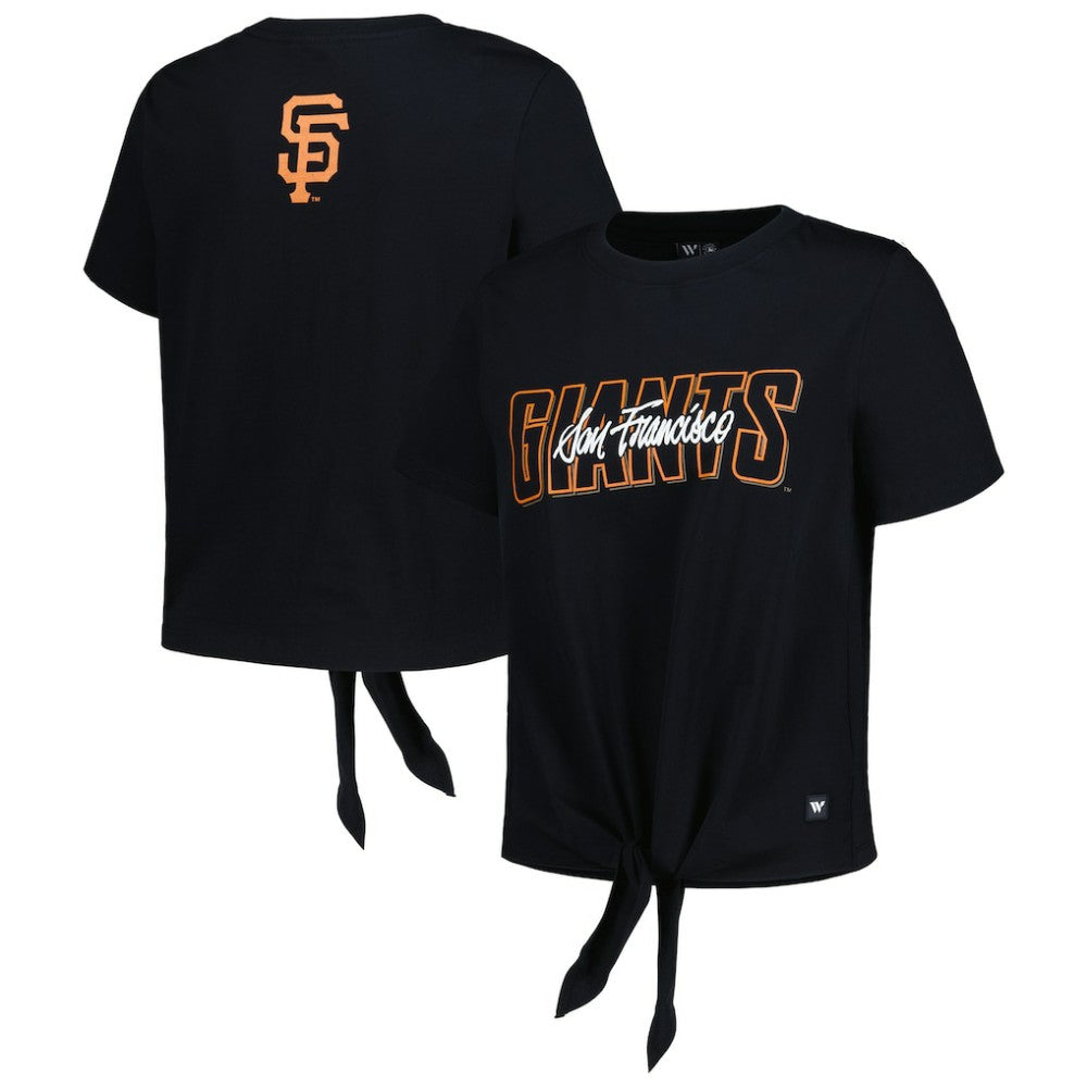 Black San Francisco Giants The Wild Collective Women's Twist Front T-Shirt
