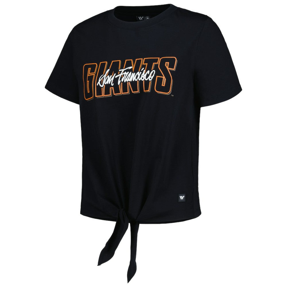 Black San Francisco Giants The Wild Collective Women's Twist Front T-Shirt