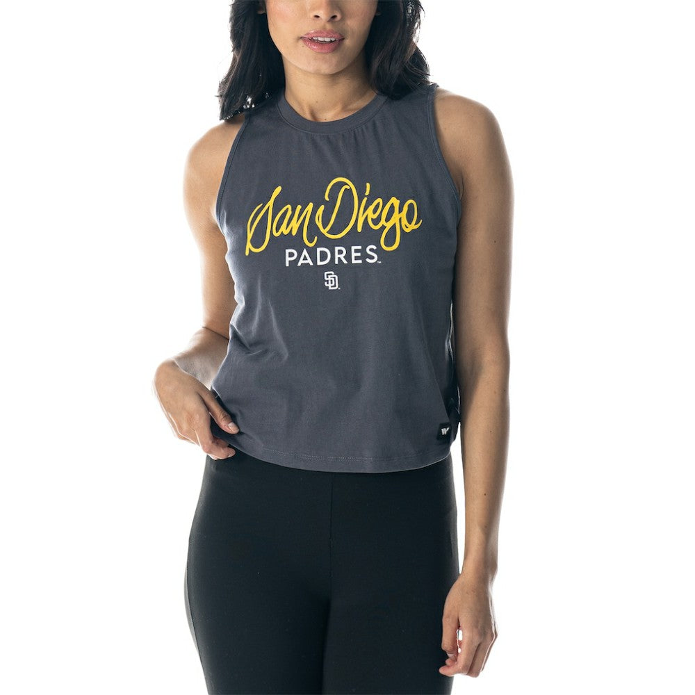 Charcoal San Diego Padres The Wild Collective Women's Side Knot Tank Top