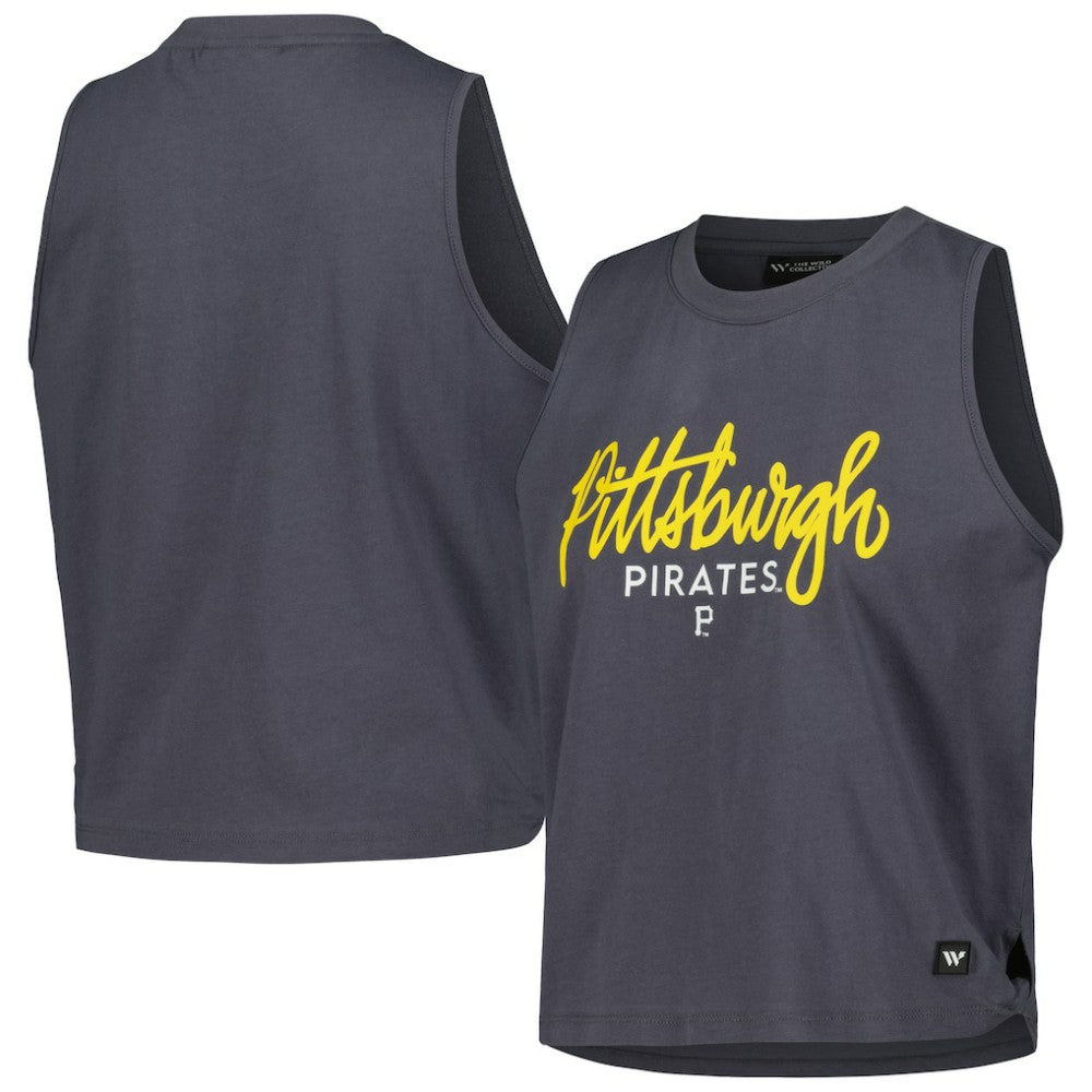 Charcoal Pittsburgh Pirates The Wild Collective Women's Side Knot Tank Top