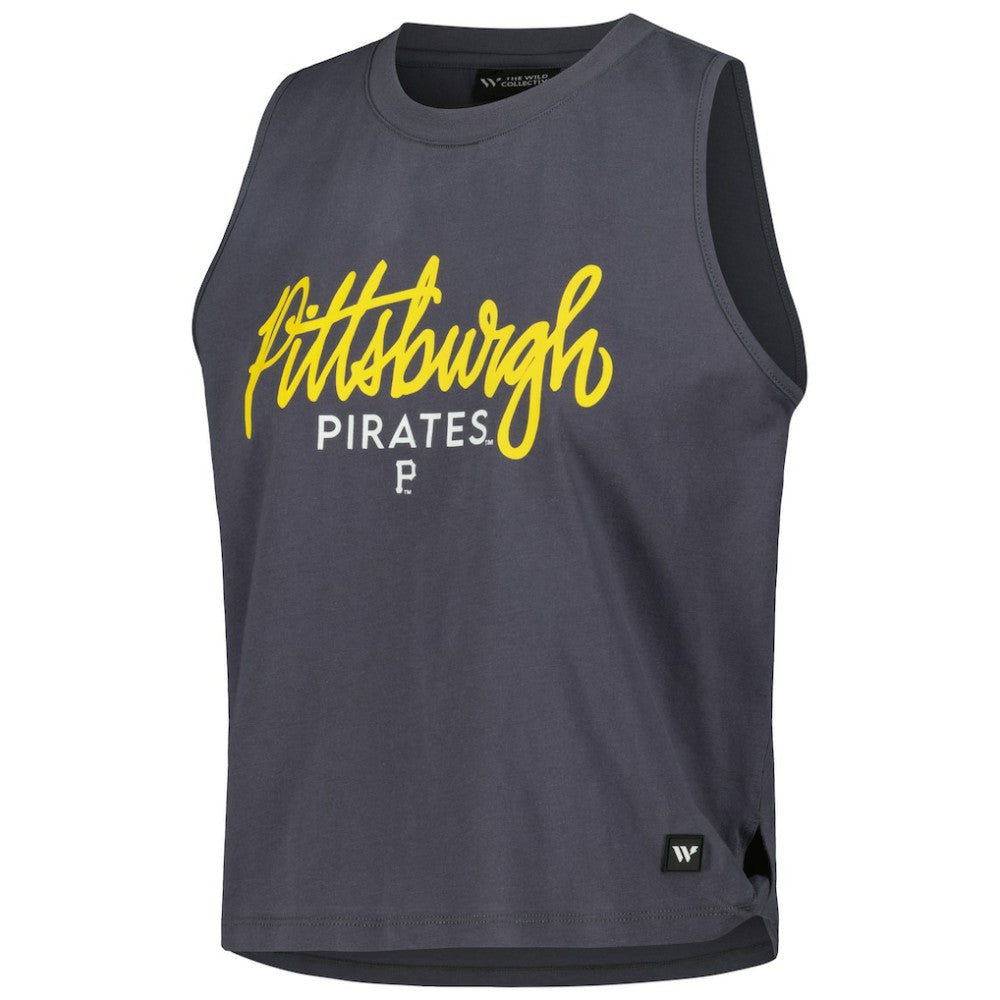 Charcoal Pittsburgh Pirates The Wild Collective Women's Side Knot Tank Top