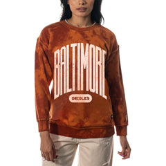 Orange Baltimore Orioles The Wild Collective Women's Overdyed Pullover Sweatshirt