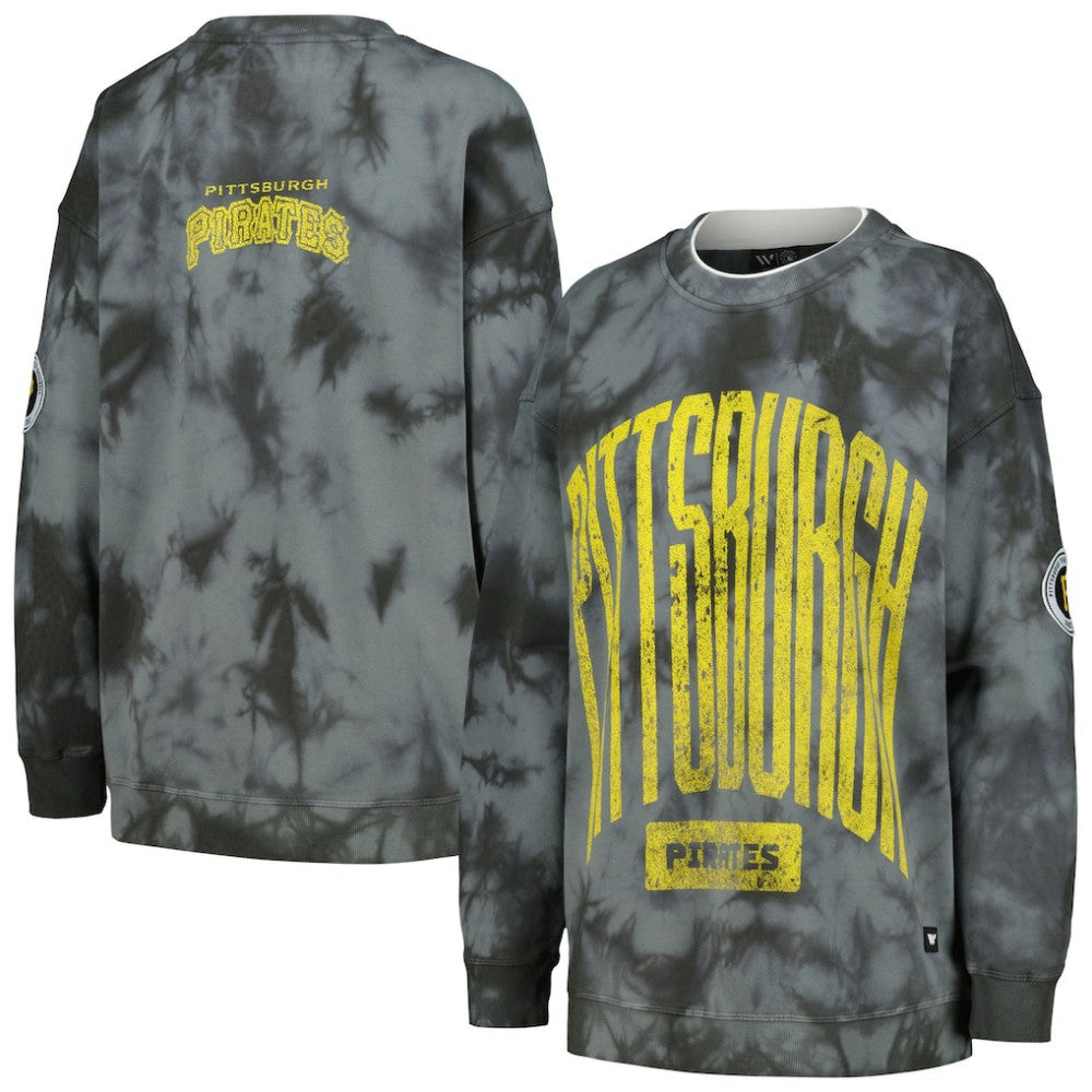 Charcoal Pittsburgh Pirates The Wild Collective Women's Overdyed Pullover Sweatshirt