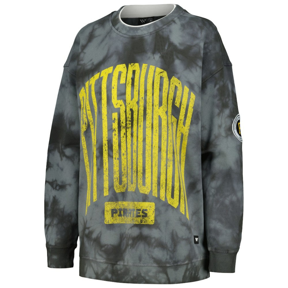Charcoal Pittsburgh Pirates The Wild Collective Women's Overdyed Pullover Sweatshirt