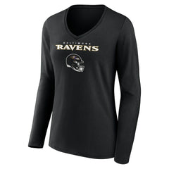 Roquan Smith  Women's Team Wordmark Player Name & Number Long Sleeve V-Neck T-Shirt - Baltimore Ravens T-shirts