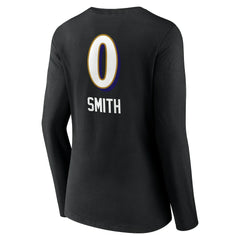 Roquan Smith  Women's Team Wordmark Player Name & Number Long Sleeve V-Neck T-Shirt - Baltimore Ravens T-shirts