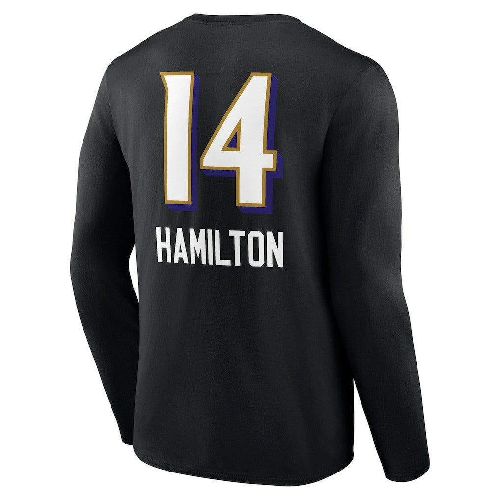 Kyle Hamilton  Team Wordmark Player Name & Number Long Sleeve T-Shirt - Baltimore Ravens T-shirts