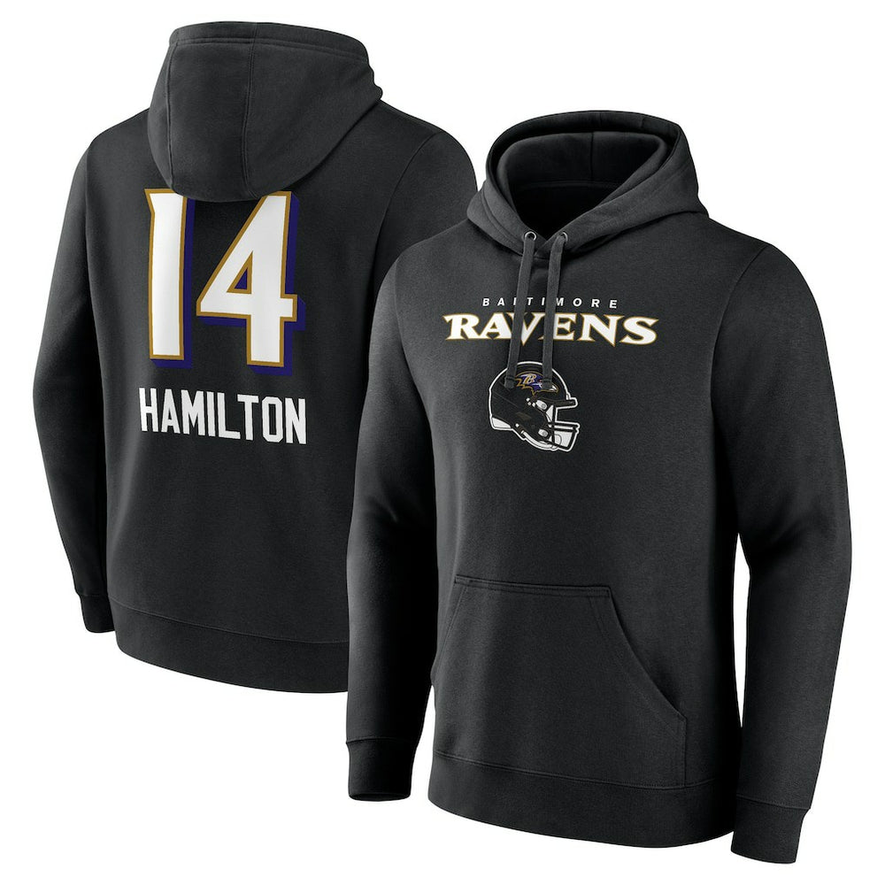 Kyle Hamilton  Team Wordmark Player Name & Number Pullover Hoodie - Baltimore Ravens Hoodies