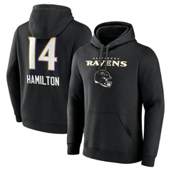 Kyle Hamilton  Team Wordmark Player Name & Number Pullover Hoodie - Baltimore Ravens Hoodies