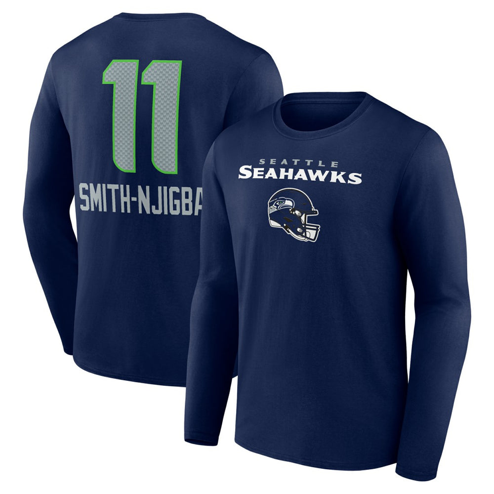 Jaxon Smith-Njigba  Team Wordmark Player Name & Number Long Sleeve T-Shirt - Seattle Seahawks T-shirts