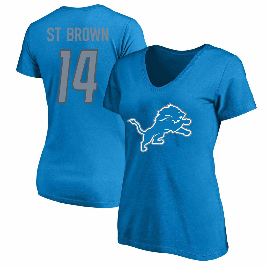 Amon-Ra St. Brown  Women's Plus Size Name & Number V-Neck T-Shirt - Detroit Lions T-shirts