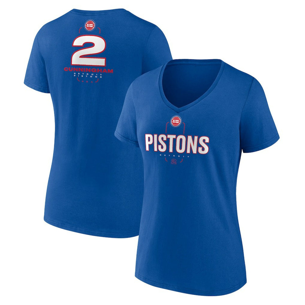 Cade Cunningham Detroit Pistons Women's Behind The Back Name & Number V-Neck T-Shirt sale