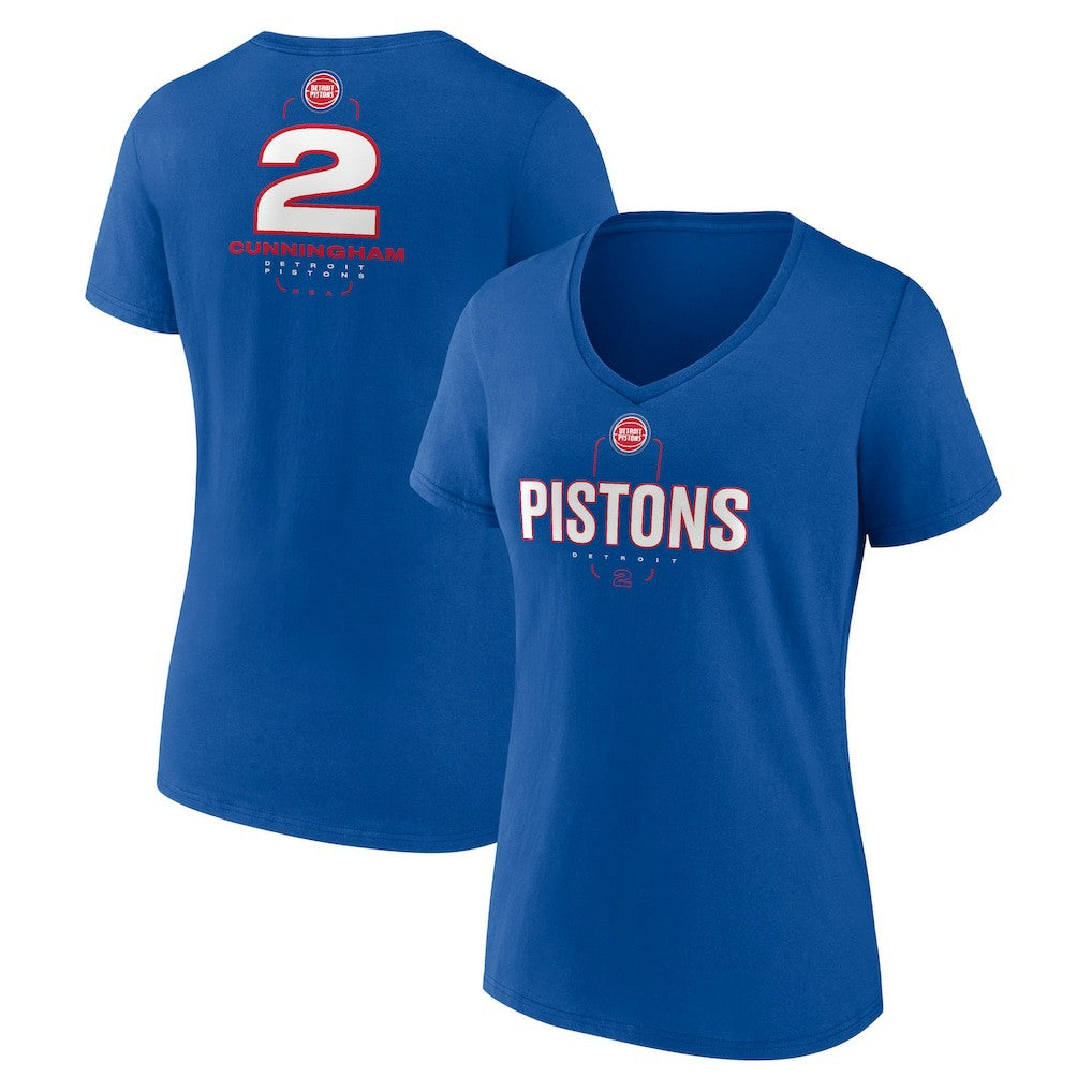 Cade Cunningham Detroit Pistons Women's Behind The Back Name & Number V-Neck T-Shirt sale