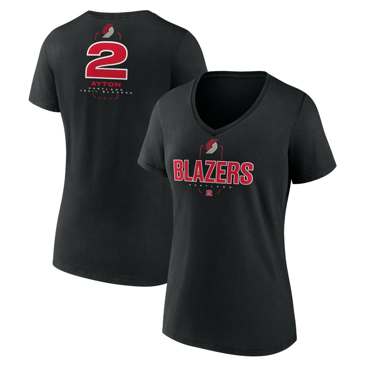 Deandre Ayton Portland Trail Blazers Women's Behind The Back Name & Number V-Neck T-Shirt
