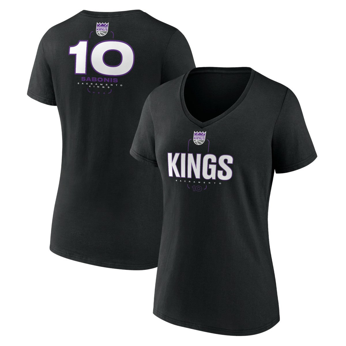 Domantas Sabonis Sacramento Kings Women's Behind The Back Name & Number V-Neck T-Shirt