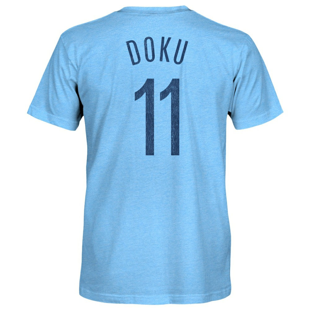 Jeremy Doku Manchester City 1863FC Player Name & Number Twisted Tri-Blend Slub T-Shirt