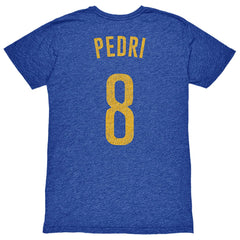 Pedri Barcelona 1863FC Player Name & Number Twisted Tri-Blend Slub T-Shirt