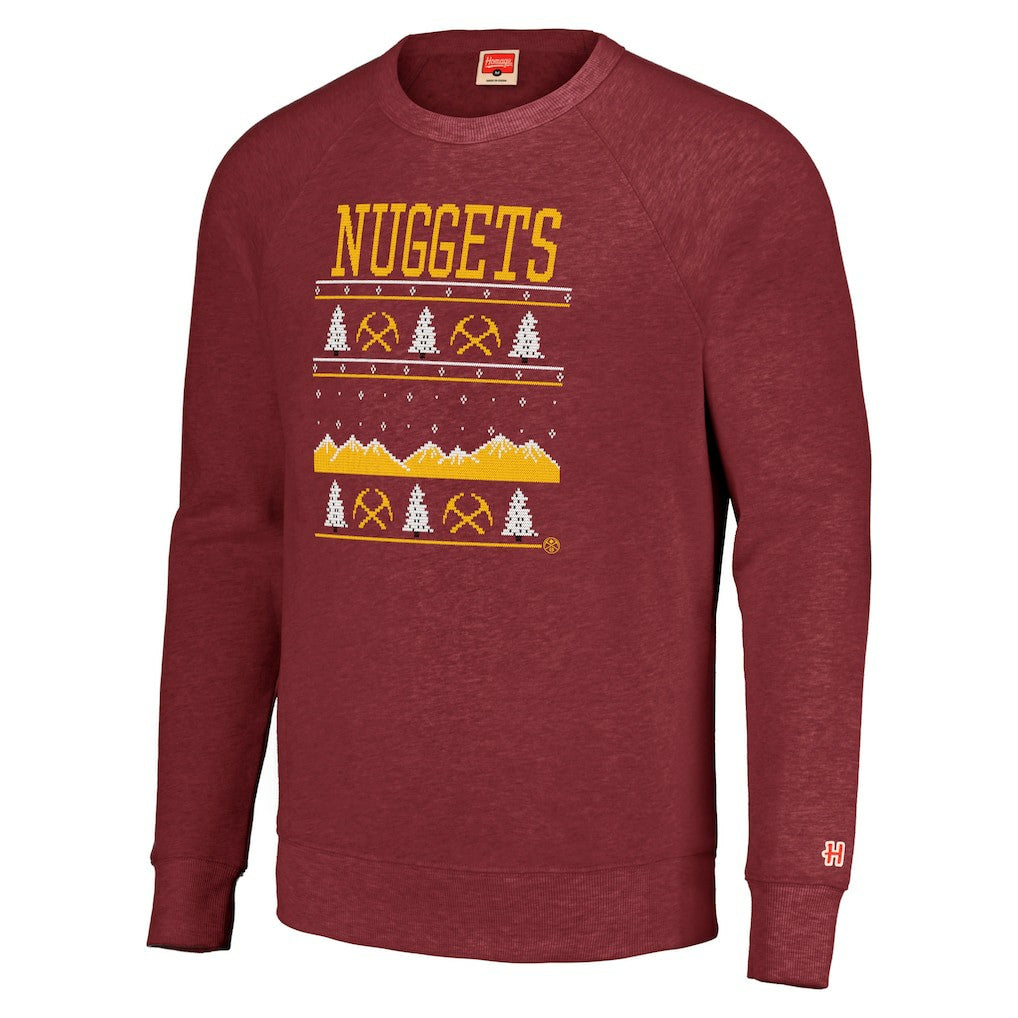 Denver Nuggets Homage Unisex Holiday Tri-Blend Raglan Pullover Sweatshirt sale