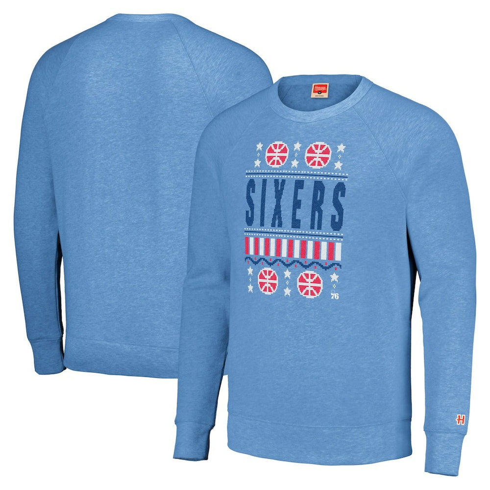 Philadelphia 76ers Homage Unisex Holiday Raglan Pullover Sweatshirt