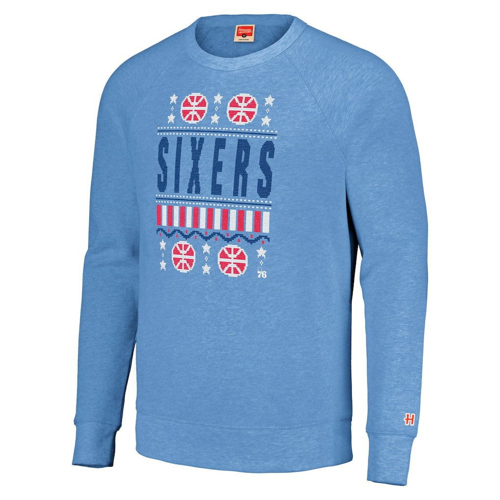 Philadelphia 76ers Homage Unisex Holiday Raglan Pullover Sweatshirt