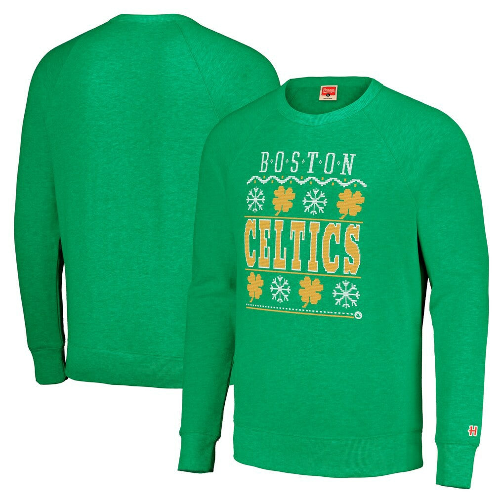 Boston Celtics Homage Unisex Holiday Raglan Pullover Sweatshirt