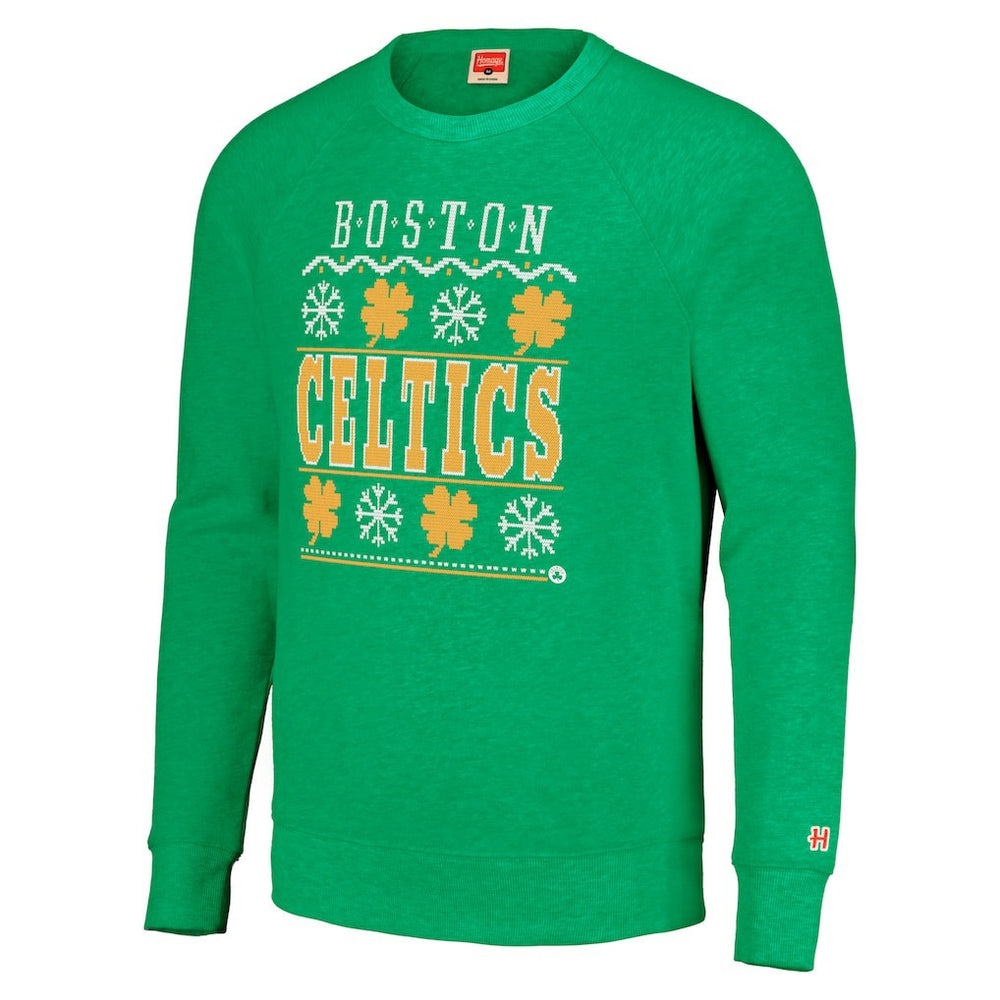 Boston Celtics Homage Unisex Holiday Raglan Pullover Sweatshirt