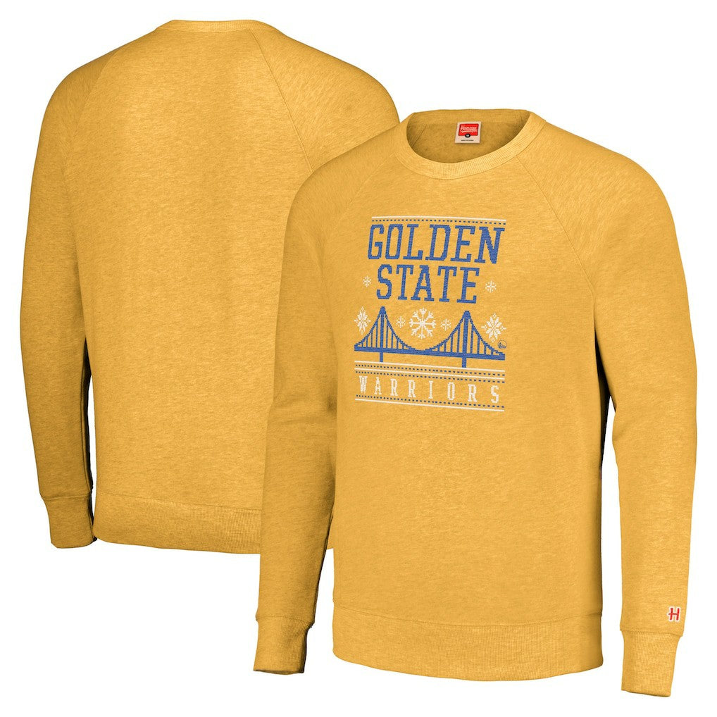 Golden State Warriors Homage Unisex Holiday Tri-Blend Raglan Pullover Sweatshirt sale