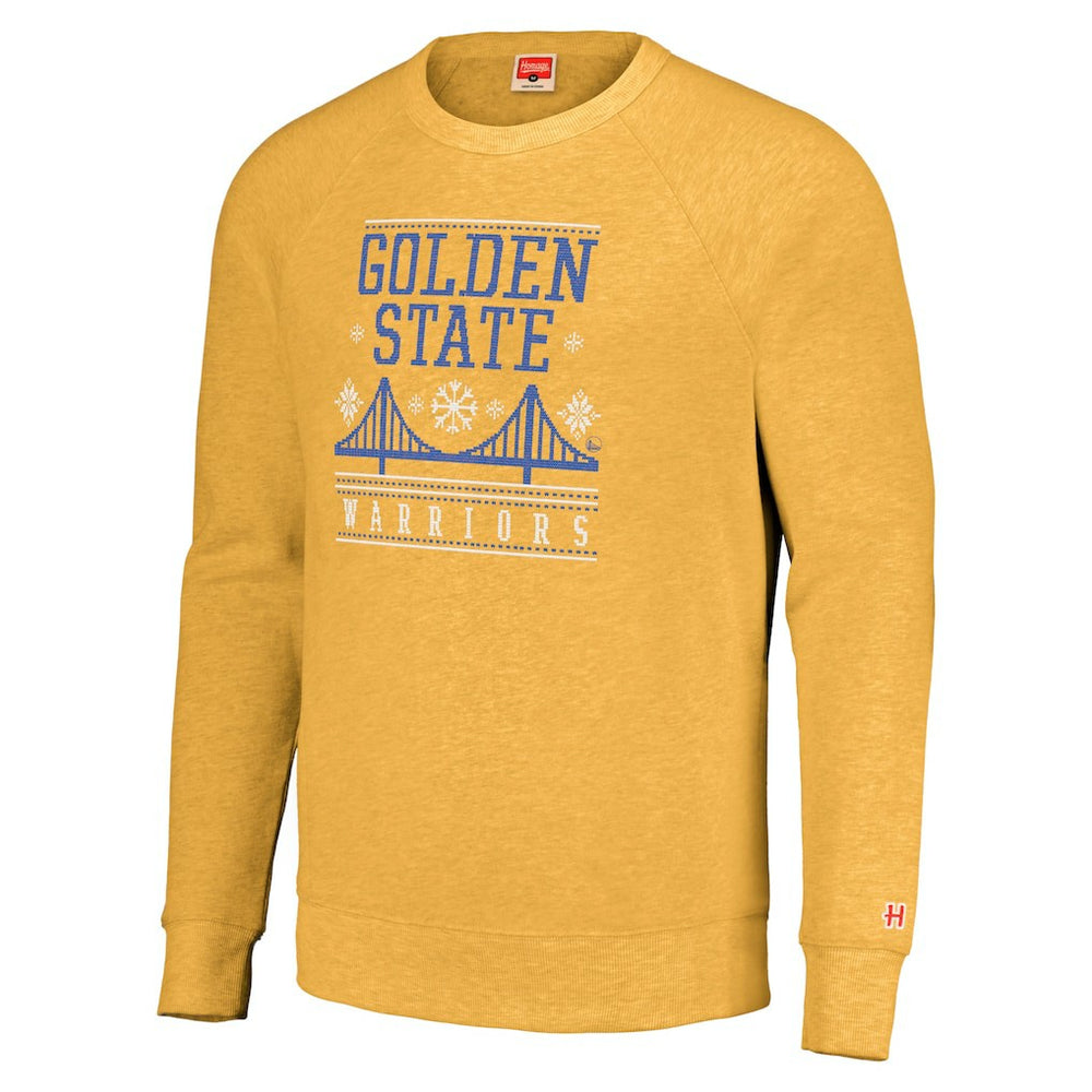 Golden State Warriors Homage Unisex Holiday Tri-Blend Raglan Pullover Sweatshirt sale