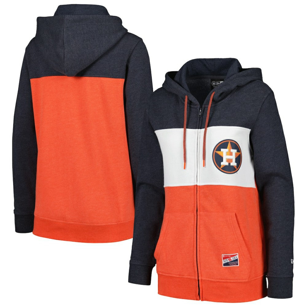 Navy Houston Astros New Era Women's Color Block Full-Zip Hoodie Jacket