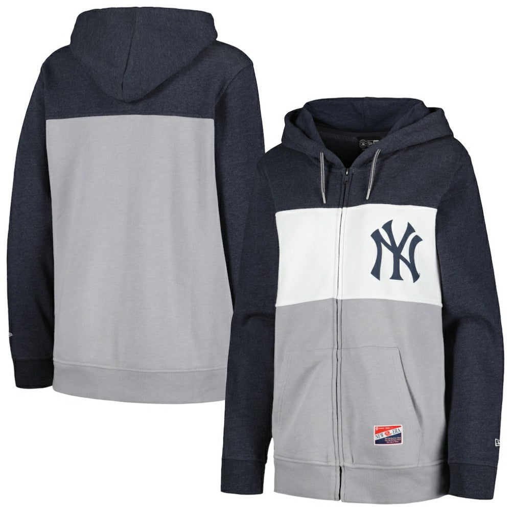 Navy New York Yankees New Era Women's Color Block Full-Zip Hoodie Jacket