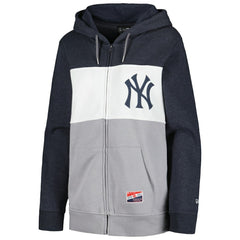 Navy New York Yankees New Era Women's Color Block Full-Zip Hoodie Jacket