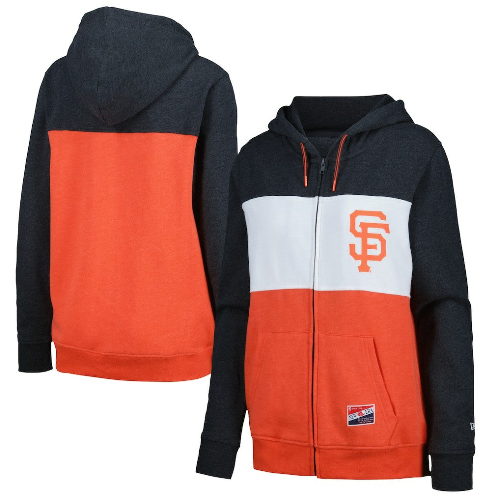 Black San Francisco Giants New Era Women's Color Block Full-Zip Hoodie Jacket