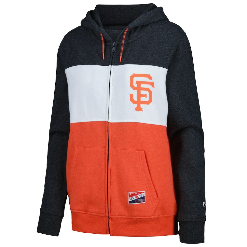 Black San Francisco Giants New Era Women's Color Block Full-Zip Hoodie Jacket