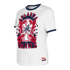 White Atlanta Braves New Era Women's Oversized Ringer T-Shirt