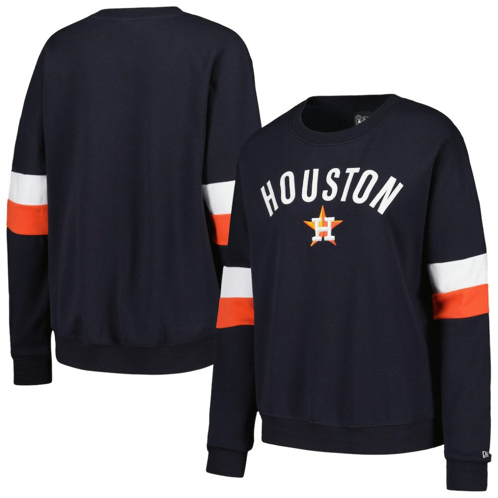Navy Houston Astros New Era Women's Game Day Crew Pullover Sweatshirt
